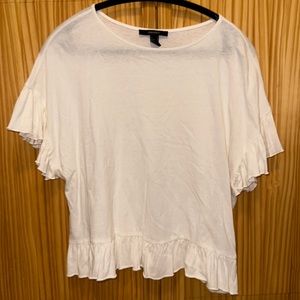 White Flowy Forever 21 Top with Ruffle detailing